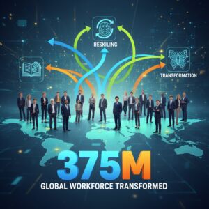 Global workforce reskilling and transformation illustration
